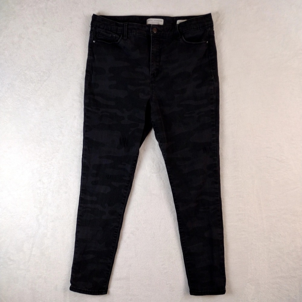 Social Standard by Sanctuary Black Camo High Rise Skinny Jeans Womens 14